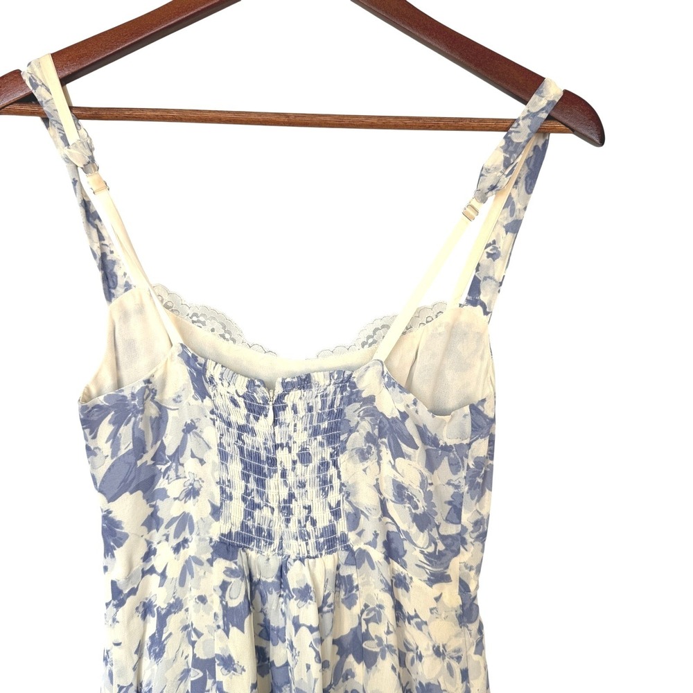 Reformation Irisa Larkspur Dress Blue Floral Ruffle Midi Dress Size 0 - Picture 7 of 10